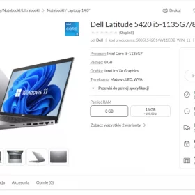 [ NOWY! ] Dell Latitude 5420/i5-1145/8GB/256/Win11Pro/4Y NBD