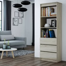 REGAŁ 3 SZUFLADY IDEALNY DO BIURA LUB SALONU DĄB SONOMA / BIEL DARMOWA DOSTAWA NA TERENIE RAWY