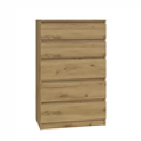 NOWOCZESNA KOMODA BEZUCHWYTOWA 5 SZUFLAD BIEL DĄB SONOMA ARTISAN CZERŃ WENGE