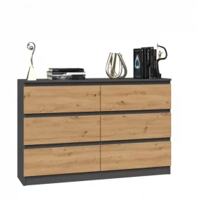 NOWOCZESNA KOMODA BEZUCHWYTOWA 6 SZUFLAD 120CM RÓZNE WERSJE KOLORYSTYCZNE - RAWA DARMOWA DOSTAWA