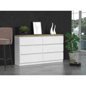 KOMODA MALWA M6 140 B22 - BIEL DĄB ARTISAN