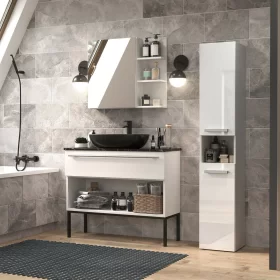 SZAFKA ŁAZIENKOWA REGAŁ SŁUPEK NEL I BIAŁY POŁYSK