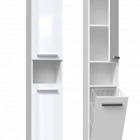 SZAFKA ŁAZIENKOWA REGAŁ SŁUPEK KOSZ NEL III BIAŁY POŁYSK