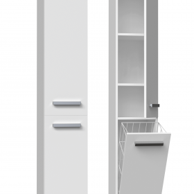 SZAFKA ŁAZIENKOWA REGAŁ SŁUPEK KOSZ NEL IV BIAŁY MAT