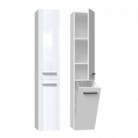 SZAFKA ŁAZIENKOWA REGAŁ SŁUPEK KOSZ NEL IV BIAŁY POŁYSK