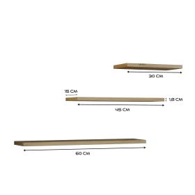 KOMPLET 3 x PÓŁKA WISZĄCA TOBI 3P DĄB ARTISAN