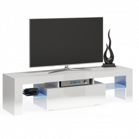 STOLIK RTV 140 DEKO BIEL POŁYSK KOMPLET