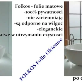 Folie matowe mrożone na okna łazienkowe -Folie Warszawa ,oklejamy okno w łazience -100% prywatność , nie zaciemniają pomieszczeń