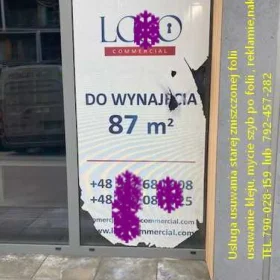 Usługa zrywania folii z witryn- usuwanie folii , naklejek, kleju, mycie szyb Warszawa - USŁUGA - Folkos folie okienne-Oklejanie, demontaż starej folii